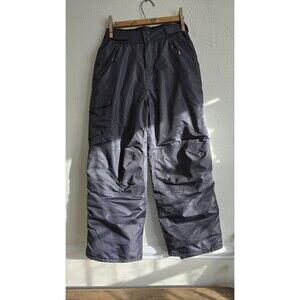 Kids Teen Snow Pants Insulated Champion L 12-14 Gray Black Pockets Waterproof